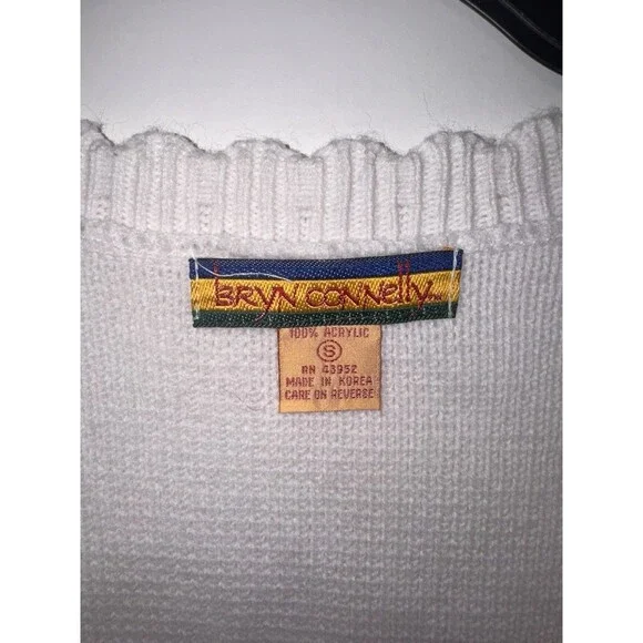 Vintage Bryn Connelly Cardigan Small Cream Gold Button 90s Preppy - Picture 5 of 12
